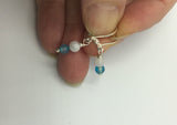 Tiny drop earrings with moonstone and blue agate, dainty boho jewelry gift for her,