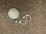 Tiny drop earrings with moonstone and blue agate, dainty boho jewelry gift for her,