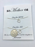 Mother’s Day gift ideas, cute gift for mom, mother and daughter infinite love heart necklace in silver