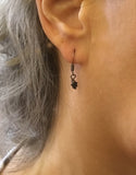 Celestial Teeny Tiny star drop earrings with Botswana agate or jasper, dainty boho jewelry gift for her,