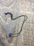 Raw lapis lazuli choker in gunmetal black, bronze, gold, rose gold, or silver, blue necklace