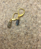 Tiny rain drop labradorite earrings in Rose gold, gold, silver or bronze, sweet friendship gift,