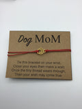 Dog Mom Wish Bracelet, Dog parent gift, pet lover, friendship, card gift, dog paw,