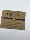 Dog Dad Wish Bracelet, Dog parent gift, pet lover, friendship, card gift, dog paw, dog daddy,