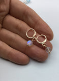 Rose gold, Mermaid beads, small hoop, earrings, silver hoops, blue, white,