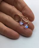 Rose gold, Mermaid beads, small hoop, earrings, silver hoops, blue, white,