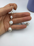 Long dangly boho pearl earrings in rose gold, gold or silver
