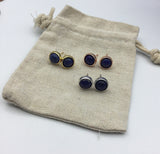 Lapis lazuli earrings, Dainty, Button, Navy blue Stone earrings, Lapis earrings, Boho jewelry, Natural stone, Lapis jewelry Bridesmaid gift