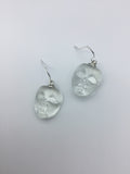 Resin face dangle earrings in silver or rose gold, boho, modern earrings, clear face earrings, face jewelry,