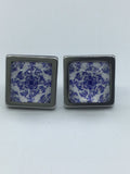 Blue earrings, tile earrings, boho jewelry, Portugal tile, gifts for her, jewelry, handmade, white, birthday gift, boho earrings