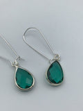 Sapphire Blue, Kelly green, or turquoise Crystal Earrings, leverback, ear wires, kidney ear wires, Bridal Gift, Mothers Day Gift, bff gift,