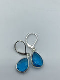 Sapphire Blue, Kelly green, or turquoise Crystal Earrings, leverback, ear wires, kidney ear wires, Bridal Gift, Mothers Day Gift, bff gift,