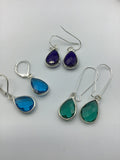 Sapphire Blue, Kelly green, or turquoise Crystal Earrings, leverback, ear wires, kidney ear wires, Bridal Gift, Mothers Day Gift, bff gift,