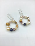 Chunky, freshwater pearl, hoop earrings, in gold, silver or rose gold, great, boho, chic, unique pearl jewelry