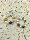 Chunky, freshwater pearl, hoop earrings, in gold, silver or rose gold, great, boho, chic, unique pearl jewelry