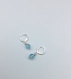 Rose gold, Mermaid beads, small hoop, earrings, silver hoops, blue, white,