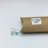 Rose gold, Mermaid beads, small hoop, earrings, silver hoops, blue, white,