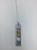 Colorful Portuguese style tile necklace pendant boho tile necklace in silver,
