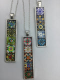 Colorful Portuguese style tile necklace pendant boho tile necklace in silver,