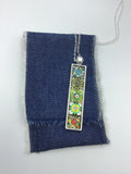 Colorful Portuguese style tile necklace pendant boho tile necklace in silver,