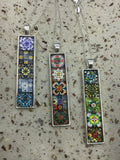 Colorful Portuguese style tile necklace pendant boho tile necklace in silver,