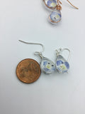 Dried pressed flower earrings, forget me knot flowers in glass drop earrings, Rose gold flower jewelry, boho earrings, hippie,