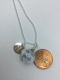 initial necklace, hippie, pressed flowers, dried flower necklace, silver necklace, Terrarium, forget me not, Real flower in resin
