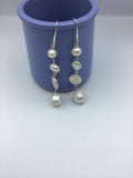 Long dangly boho pearl earrings in rose gold, gold or silver