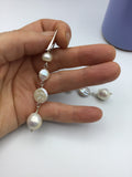 Long dangly boho pearl earrings in rose gold, gold or silver