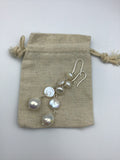 Long dangly boho pearl earrings in rose gold, gold or silver