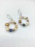 Chunky, freshwater pearl, hoop earrings, in gold, silver or rose gold, great, boho, chic, unique pearl jewelry