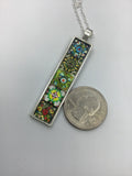 Colorful Portuguese style tile necklace pendant boho tile necklace in silver,