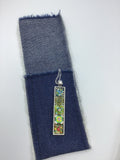 Colorful Portuguese style tile necklace pendant boho tile necklace in silver,