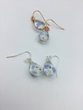 Dried pressed flower earrings, forget me knot flowers in glass drop earrings, Rose gold flower jewelry, boho earrings, hippie,