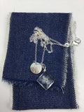 initial necklace, hippie, pressed flowers, dried flower necklace, silver necklace, Terrarium, forget me not, Real flower in resin