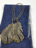 Statement bronze Feather Earrings, large boho feather earrings, bronze jewelry, statement earrings