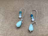 Moonstone, Amazonite, and blue agate ombré Drop Earrings, gift for her, work from home earrings, cute earrings