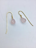 Jewelry gift, rose quartz earrings, rough briolette rose quartz earrings, minimalist earrings in gold, silver,