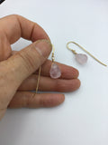 Jewelry gift, rose quartz earrings, rough briolette rose quartz earrings, minimalist earrings in gold, silver,