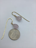 Jewelry gift, rose quartz earrings, rough briolette rose quartz earrings, minimalist earrings in gold, silver,