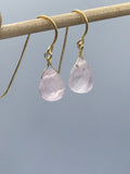Jewelry gift, rose quartz earrings, rough briolette rose quartz earrings, minimalist earrings in gold, silver,