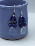 Opalite  and lapis earrings in Rose gold, gold or silver, October birthstone,
