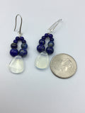 Opalite  and lapis earrings in Rose gold, gold or silver, October birthstone,