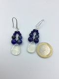 Opalite  and lapis earrings in Rose gold, gold or silver, October birthstone,
