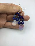 Opalite  and lapis earrings in Rose gold, gold or silver, October birthstone,