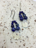 Opalite  and lapis earrings in Rose gold, gold or silver, October birthstone,