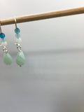 Moonstone, Amazonite, and blue agate ombré Drop Earrings, gift for her, work from home earrings, cute earrings