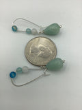 Moonstone, Amazonite, and blue agate ombré Drop Earrings, gift for her, work from home earrings, cute earrings