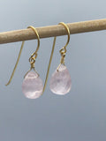Jewelry gift, rose quartz earrings, rough briolette rose quartz earrings, minimalist earrings in gold, silver,