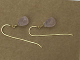 Jewelry gift, rose quartz earrings, rough briolette rose quartz earrings, minimalist earrings in gold, silver,